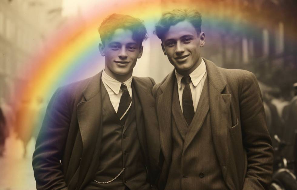 Schwul Männer Vintage Retro Regenbogen.jpg