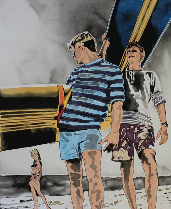Surfer Boys  2010  Acryl auf Papier, auf Leinwwand kaschiert  106 x 78 cm ©Holger Zimmermann.jpg