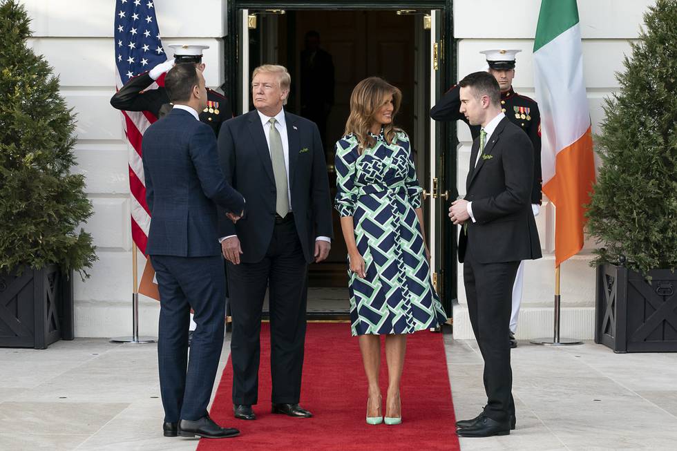 Leo Varadkar und Matthew Barrett, Donald und Melania Trump