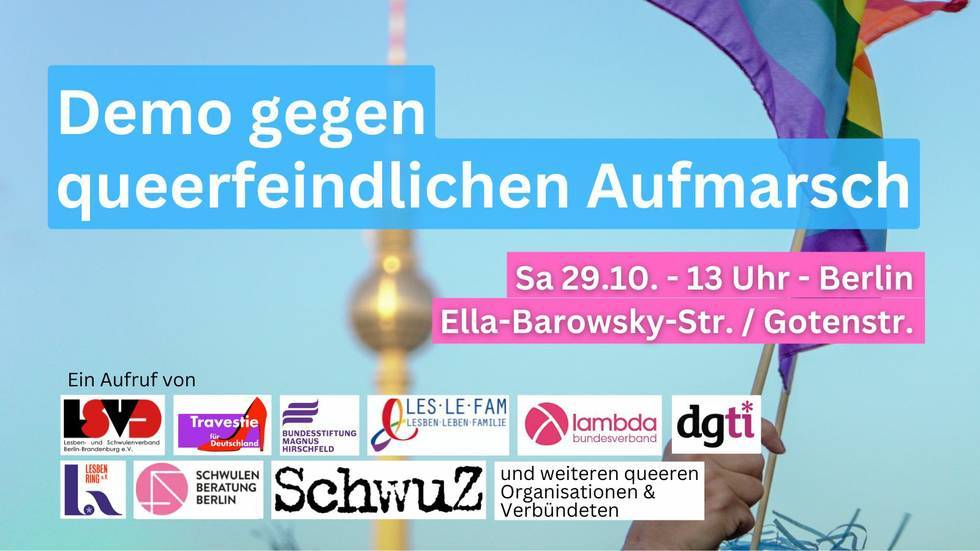 Aufruf zum Gegenprotest zum queerfeindlichen Aufmarsch der AfD