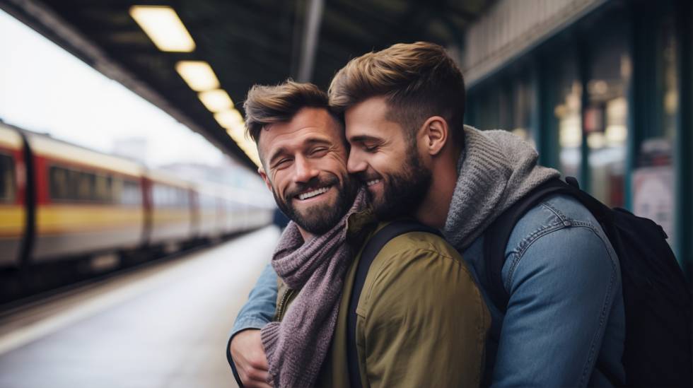 Schwules Paar auf Reisen